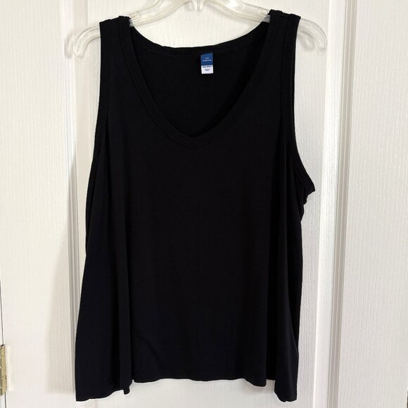 Old Navy Luxe Slub Knit V-Neck Tank Top Sleeveless Black Size XL Petite - Picture 4 of 5